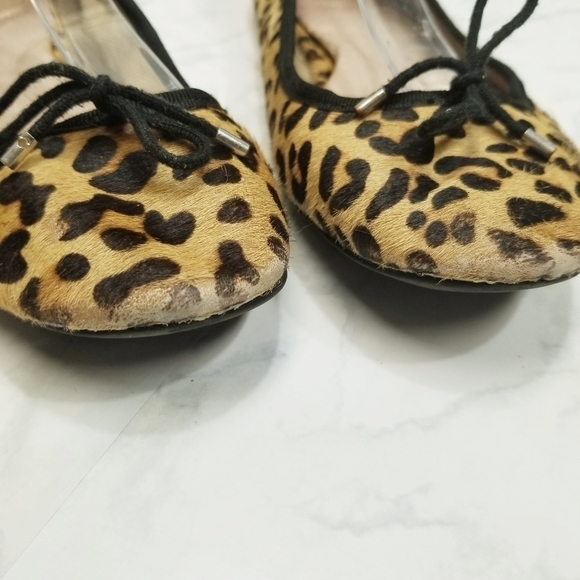 Lands End Ballerina Flats Animal cheetah Print Calf Hair bow accents 8.5 USED - Picture 4 of 15